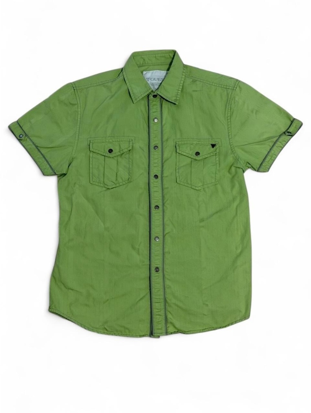 Guess Men's Green Short Sleeve Button-Up Shirt Size S